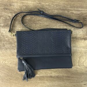 Gigi New York Navy Blue Leather Purse Bag Cross-Body Adjustable Strap